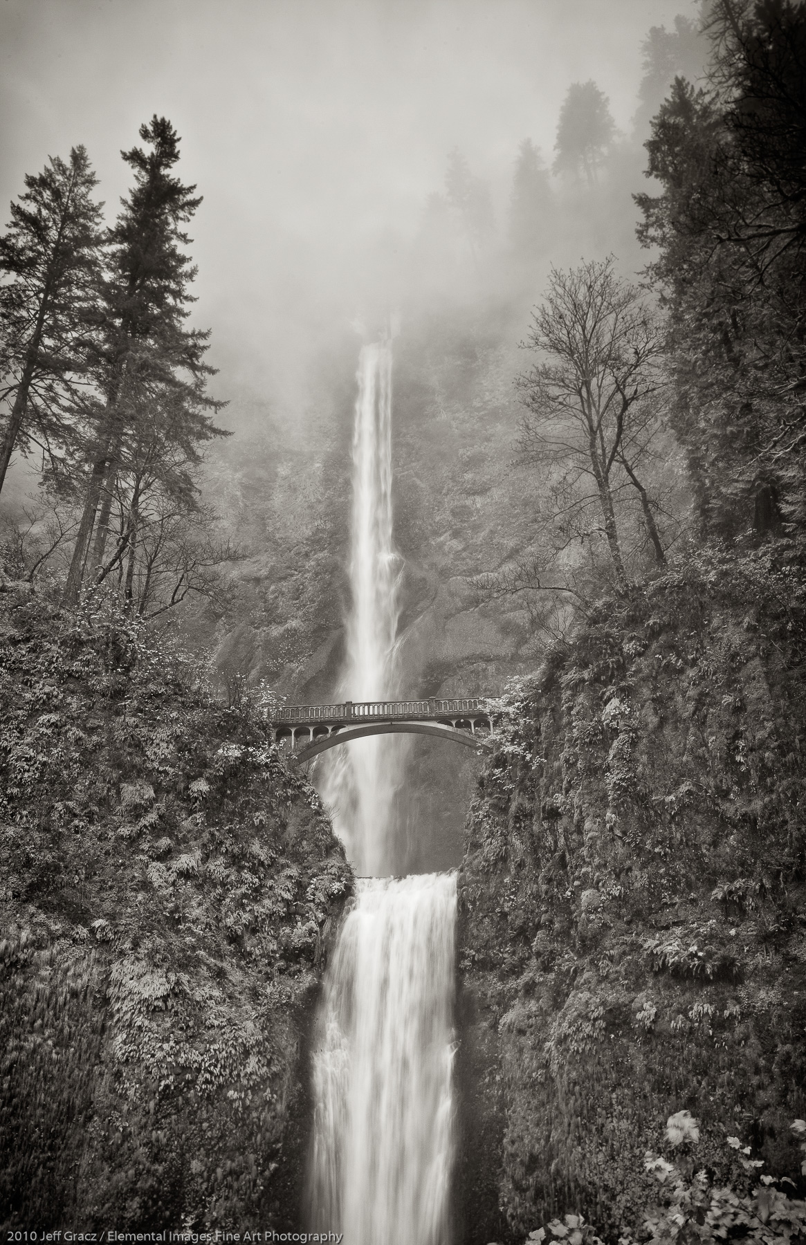 Multnomah Falls in the Fog | Columbia River Gorge National Sc | OR | USA - © 2010 Jeff Gracz / Elemental Images Fine Art Photography - All Rights Reserved Worldwide