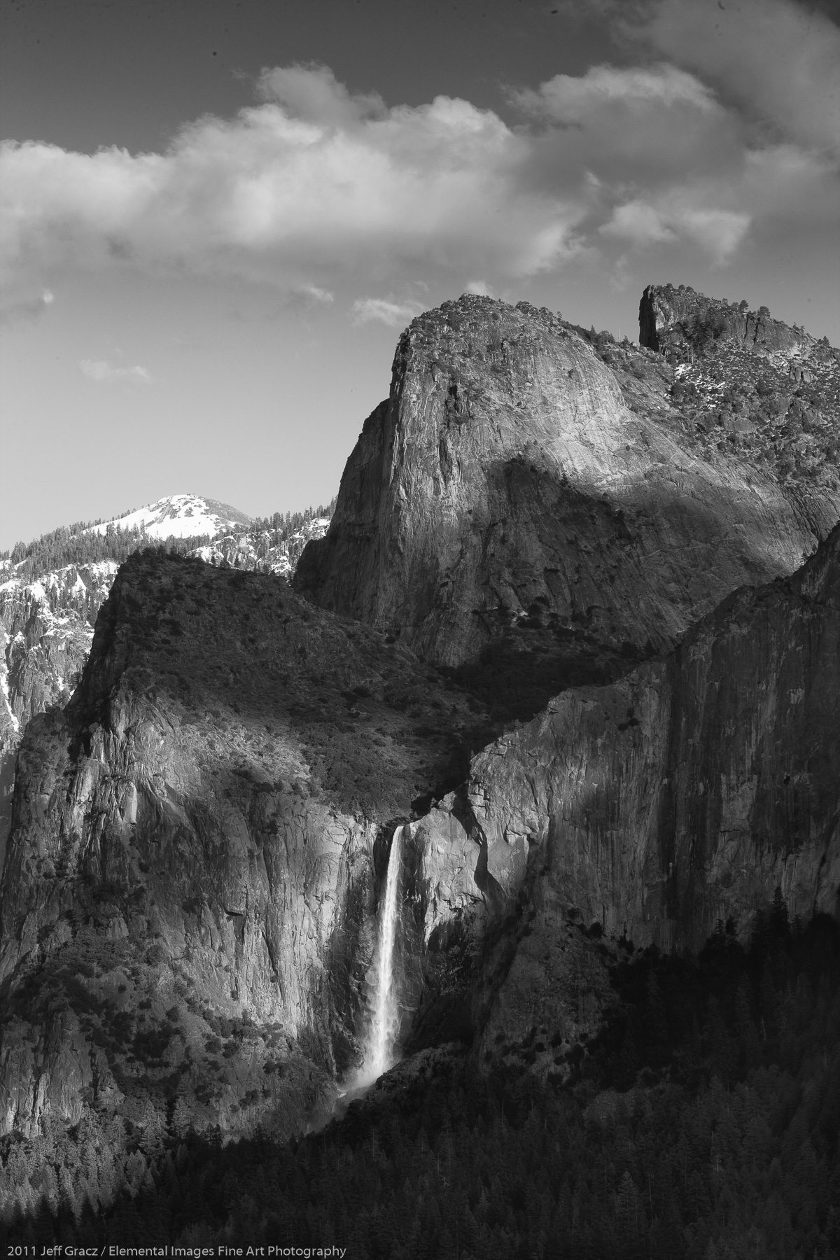 Bridalveil Falls with Cathedral Rocks | Yosemite National Park | CA | USA - © 2011 Jeff Gracz / Elemental Images Fine Art Photography - All Rights Reserved Worldwide