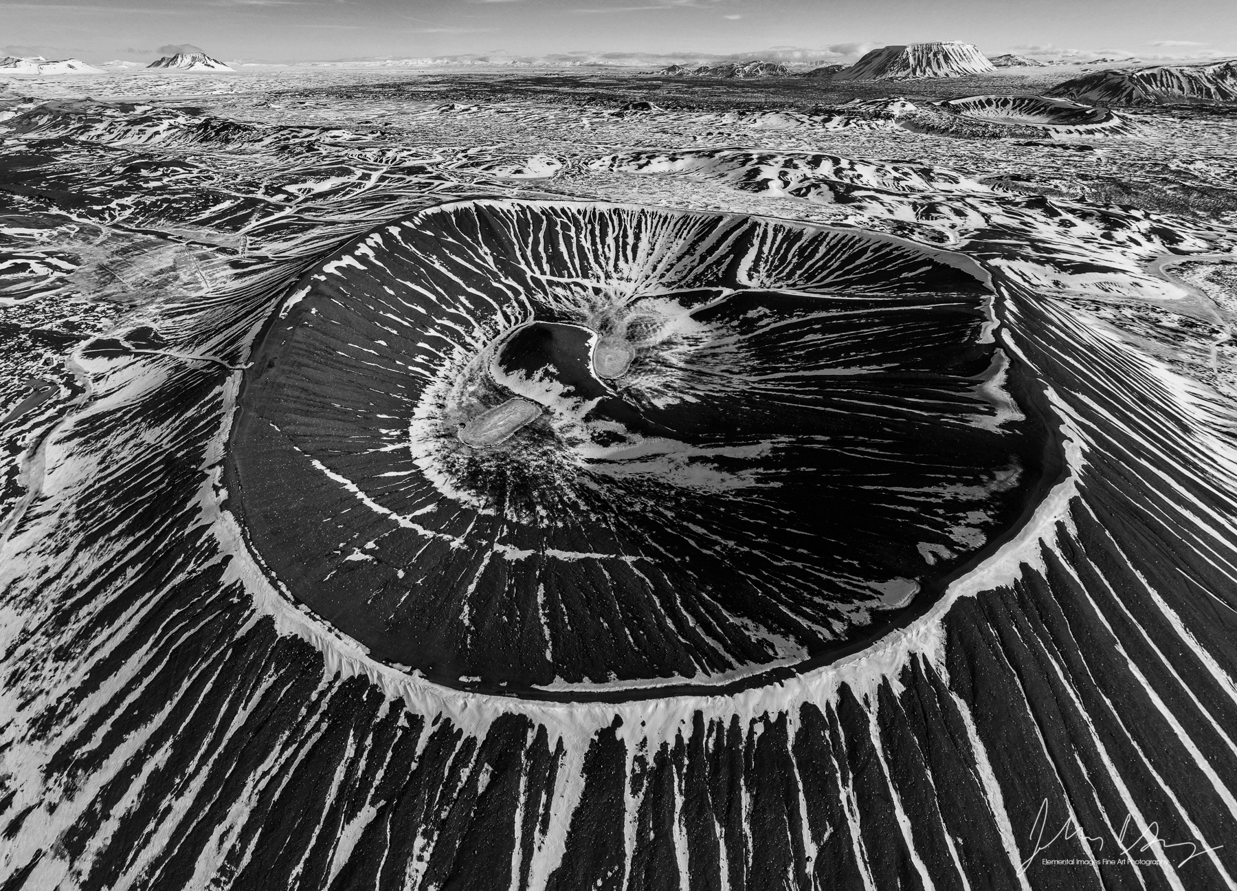Hverfjall Volcano aerial view | Lake Mývatn |  | Iceland - © 2024 Elemental Images Fine Art Photography - All Rights Reserved Worldwide