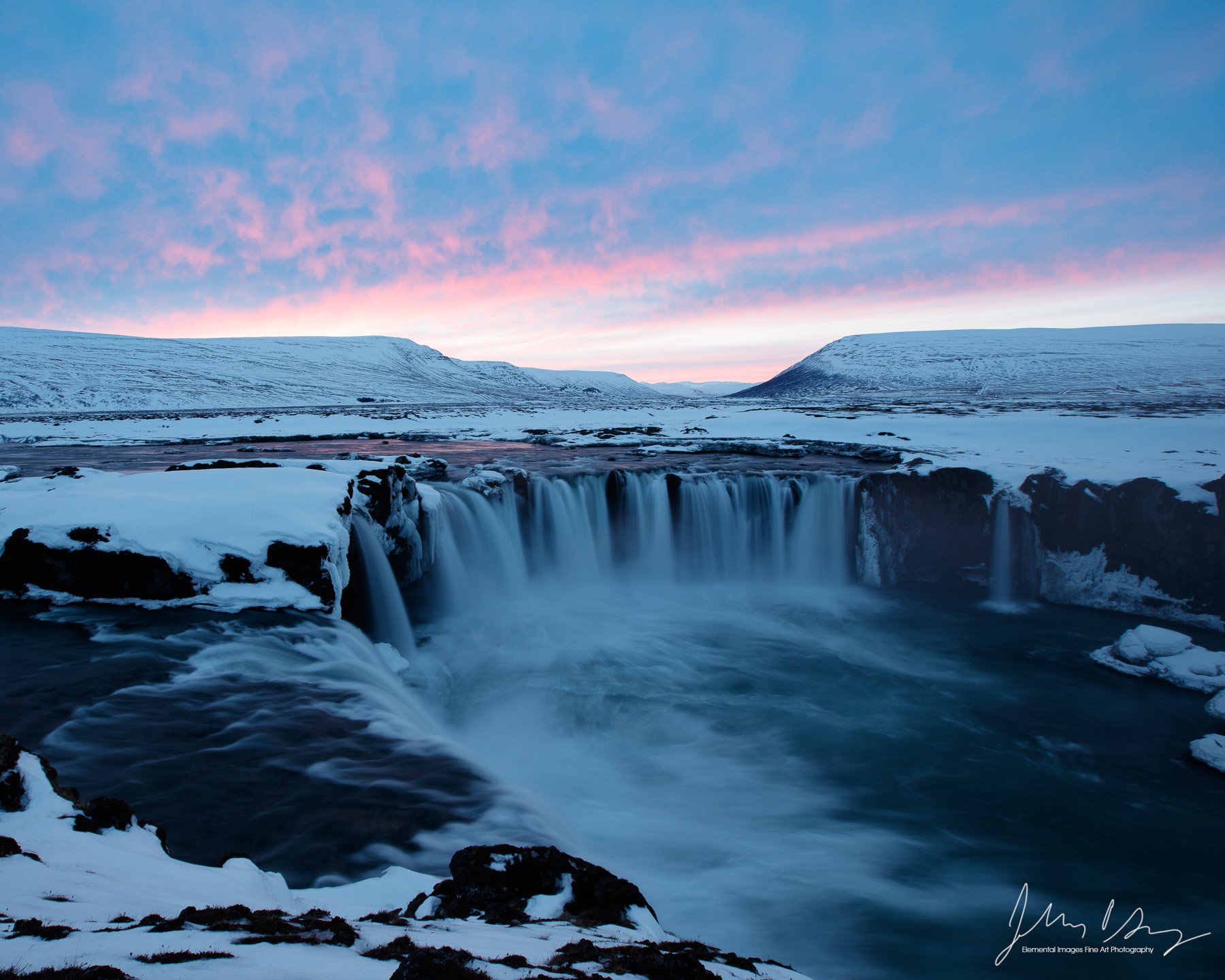 Gođafoss with sunset | Fossholl |  | Iceland - © 2024 Elemental Images Fine Art Photography - All Rights Reserved Worldwide