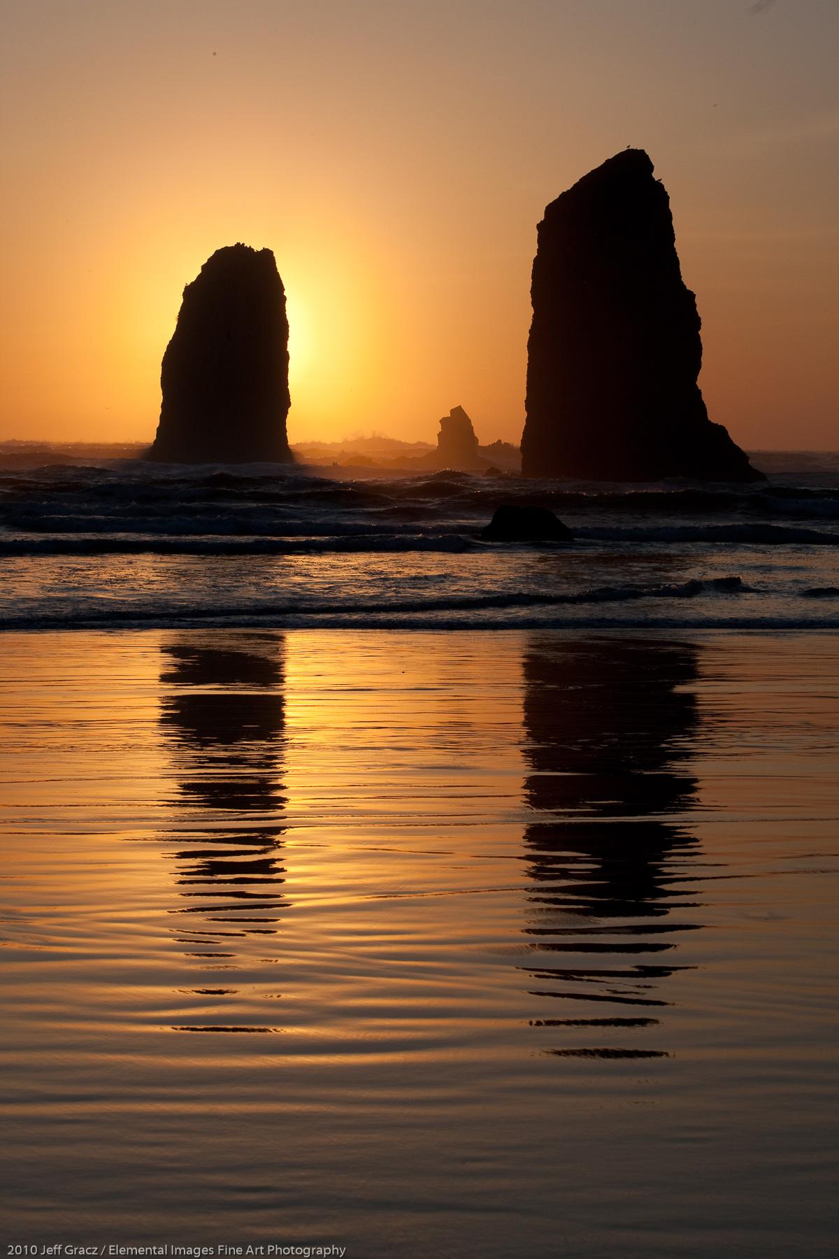 The Needles at sunset | Cannon Beach | OR |  - © 2010 Jeff Gracz / Elemental Images Fine Art Photography - All Rights Reserved Worldwide